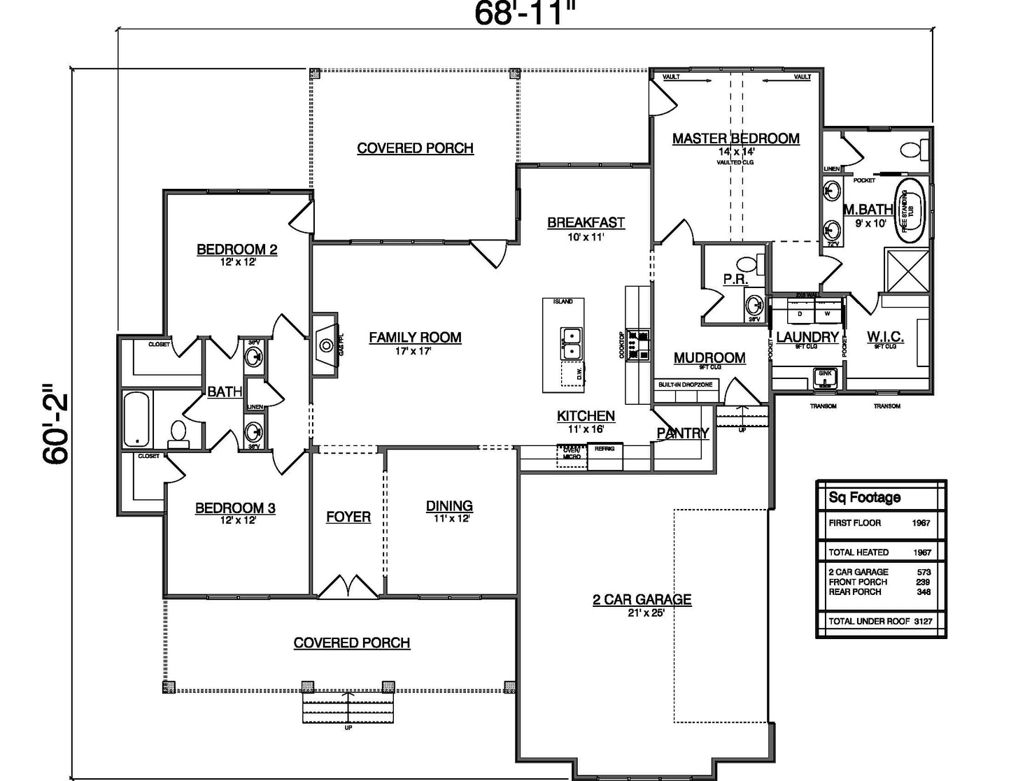Plan No. 1967 Modern Farmhouse Plan - 1967 sq ft