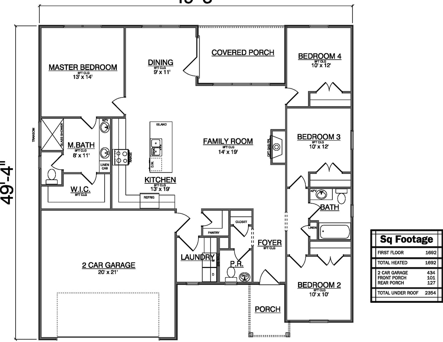 Plan No. 1692 Modern Farmhouse Ranch - 1692 sq ft