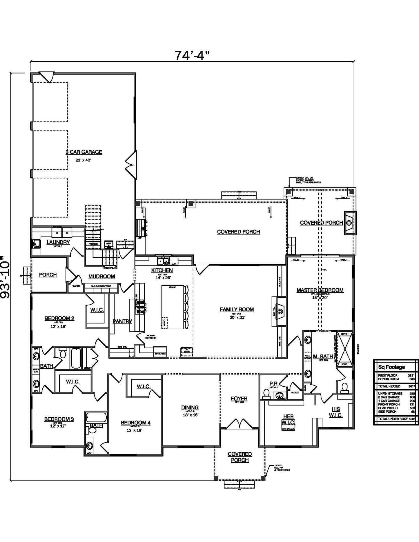 Plan No. 3617 - Modern Farmhouse Ranch with Bonus Room
