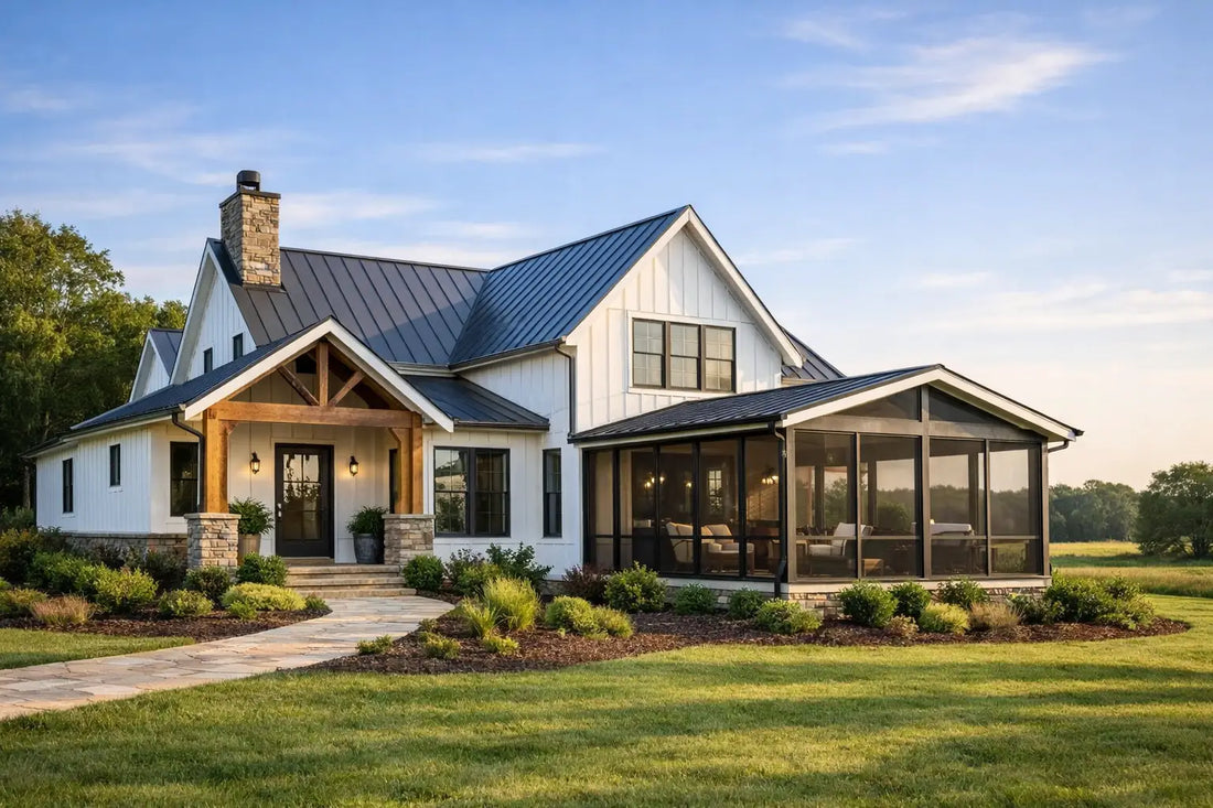Modern Farmhouse Plan With Screened Porch