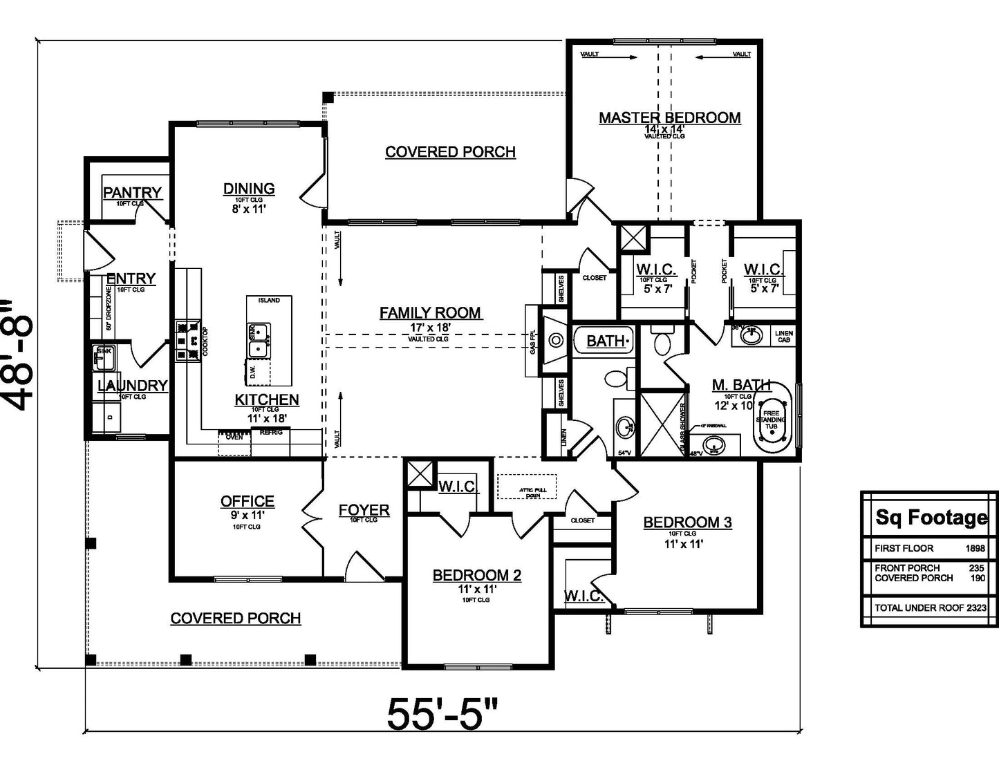 Plan No. 1898 Cottage Ranch House Plan