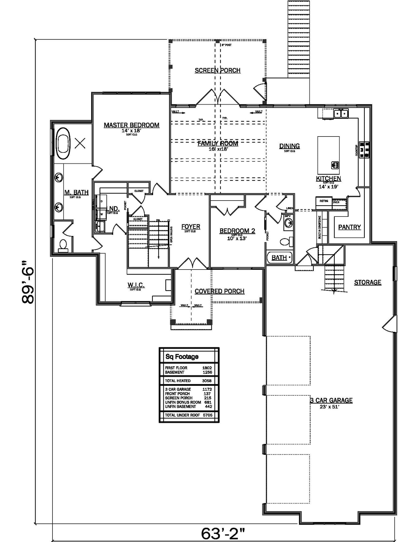 Plan No. 3058 - Modern Craftsman with Finished Basement