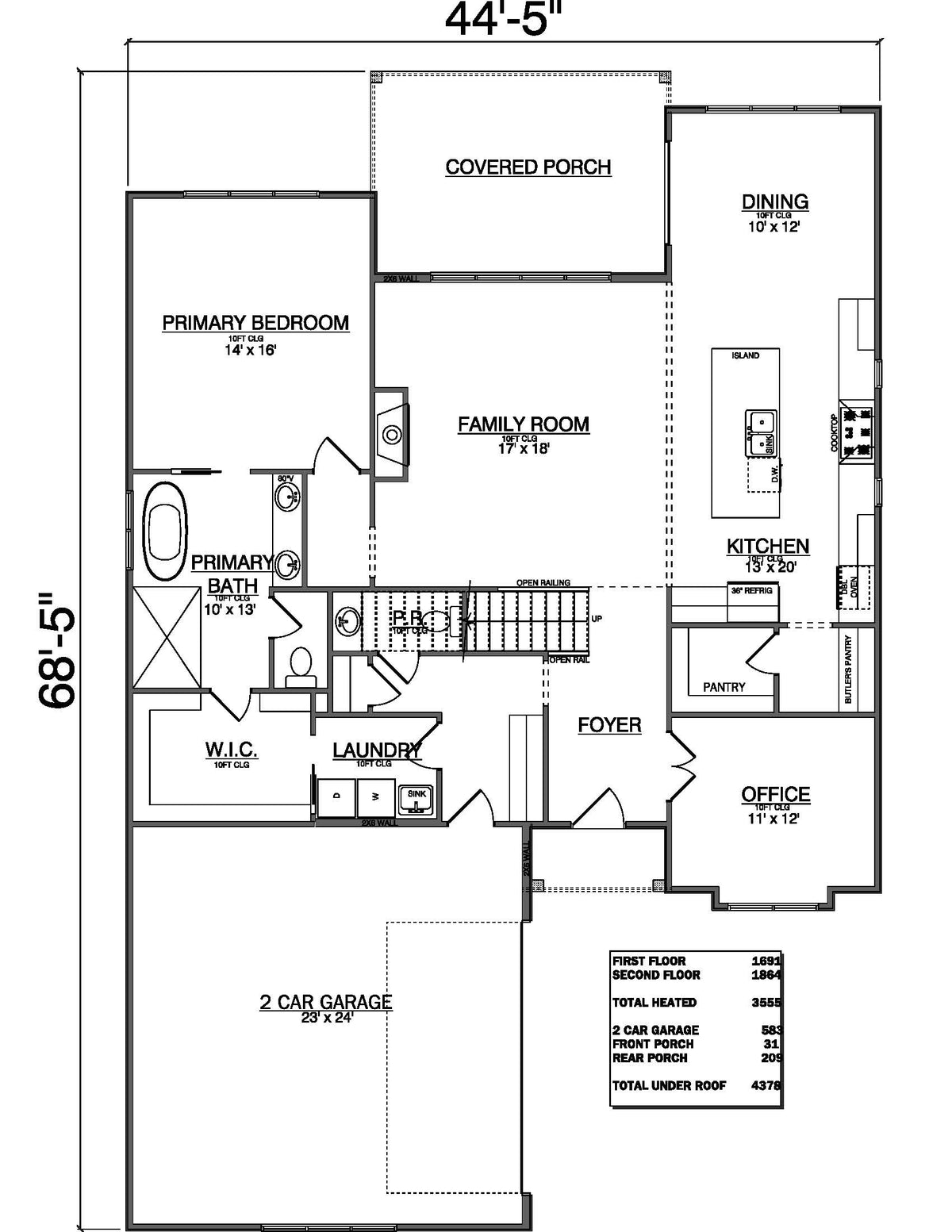 Plan No. 3555 | Modern Transitional | 5 Beds, 4.5 Baths