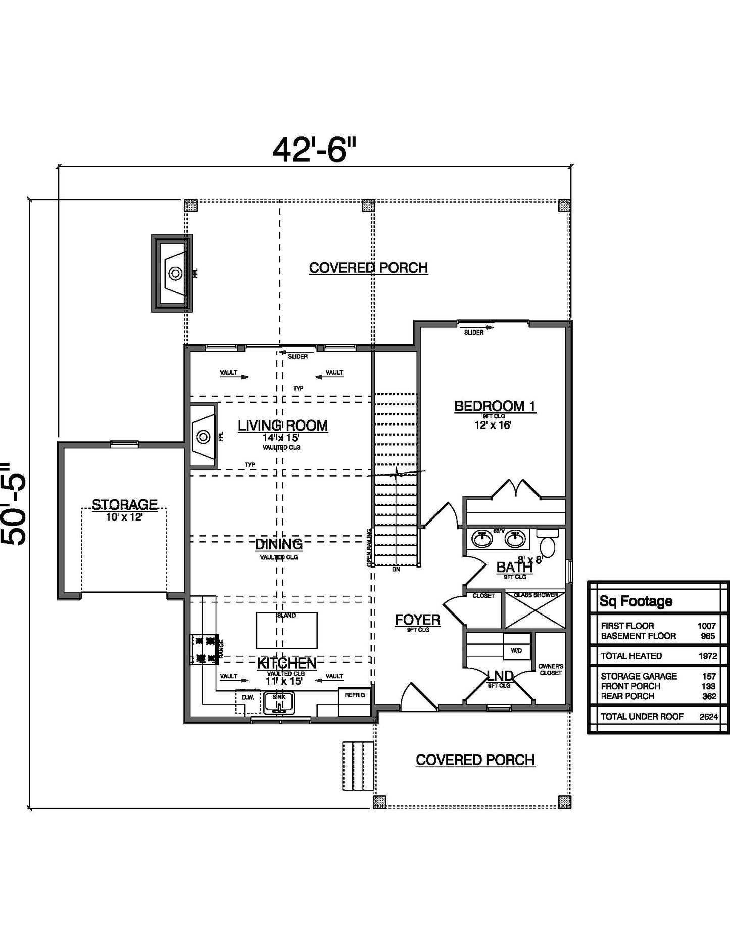 Plan No. 1972 Mountain Cabin House Plan - 1,972 SF - 3BR 2BA Walk-Out Basement