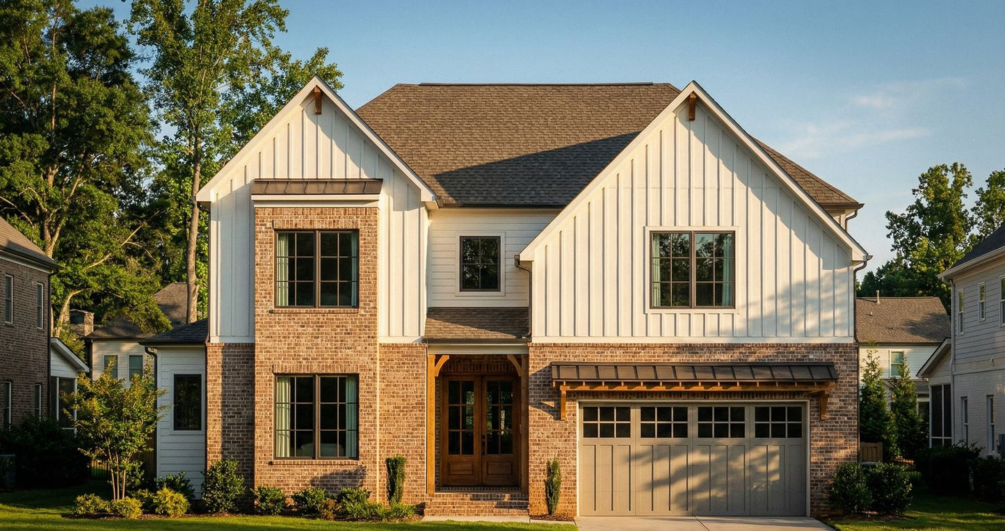 "Modern farmhouse house plan exterior 3314 sqft"

