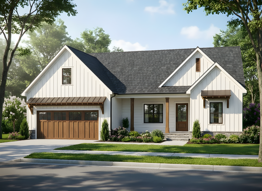 Plan No. 1649 - Ranch-Style Farmhouse with Office