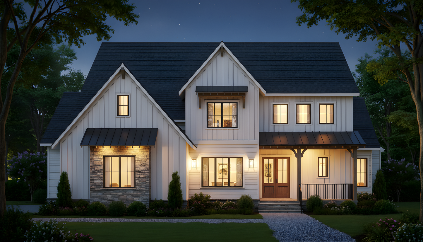 Plan No. 3406 Modern Farmhouse House Plan - 4 Bed 3.5 Bath