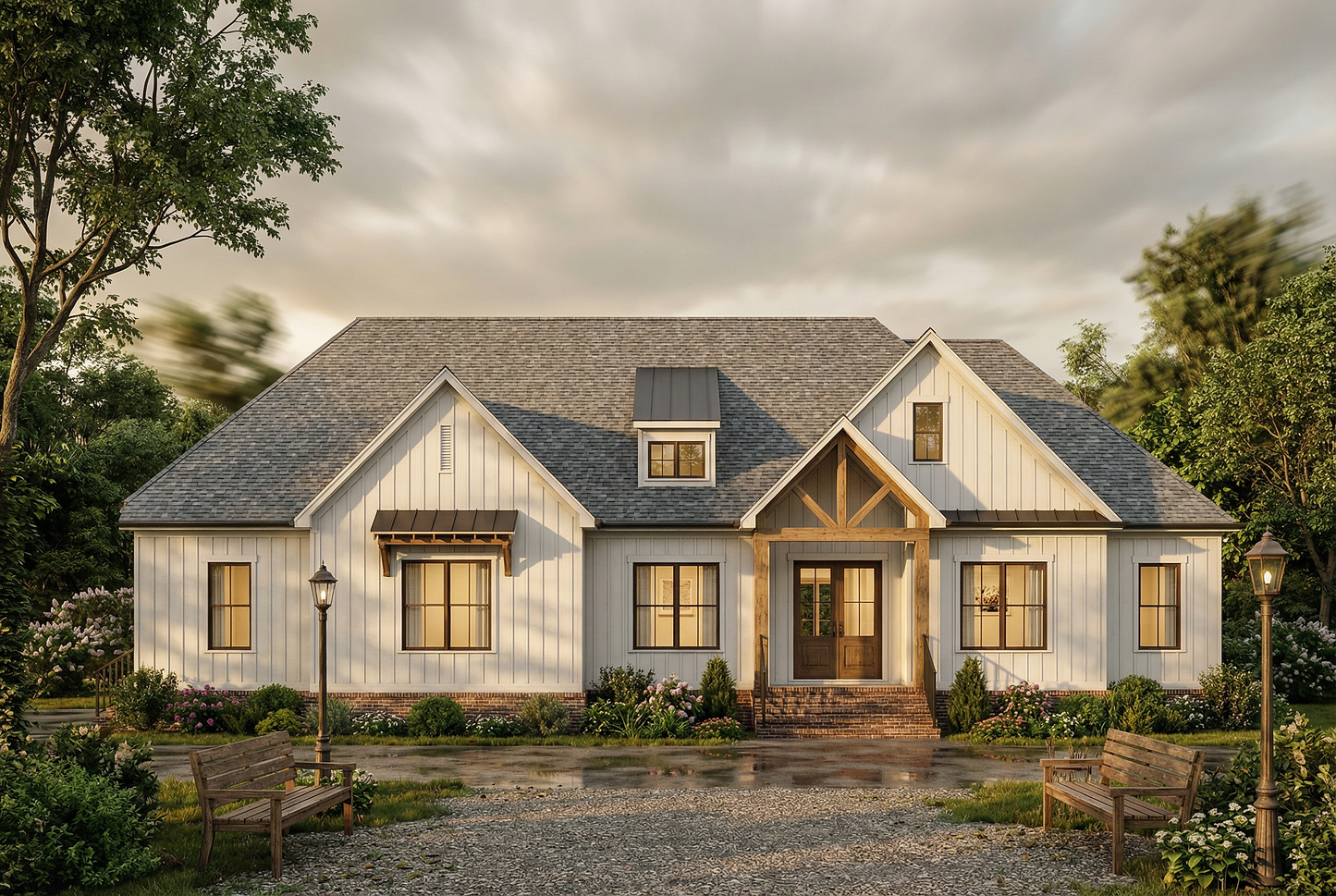 Plan No. 3617 - Modern Farmhouse Ranch with Bonus Room