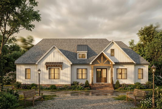 Plan No. 3617 - Modern Farmhouse Ranch with Bonus Room